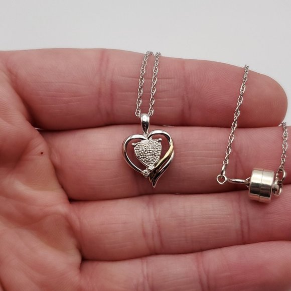 Jewelry - 18 Inch 925 Sterling Silver Genuine Diamonds And 14K Gold Accent Necklace